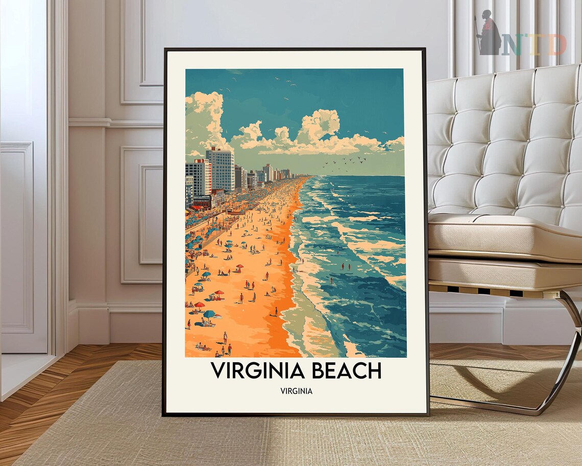 Virginia Beach Travel Poster, Coastal Wall Art