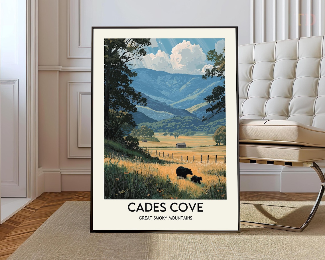 Cades Cove Tennessee Travel Poster, Wall Art Print