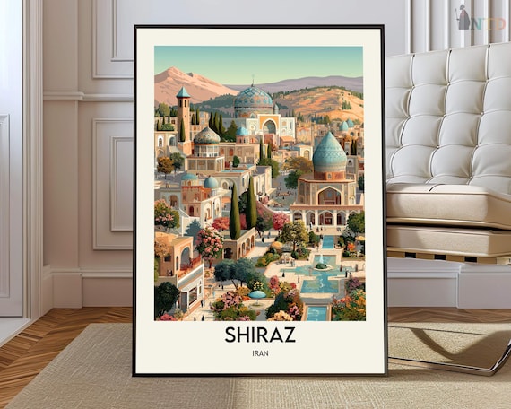 Shiraz Iran Turquoise Domed Mosque And Courtyard Garden Poster