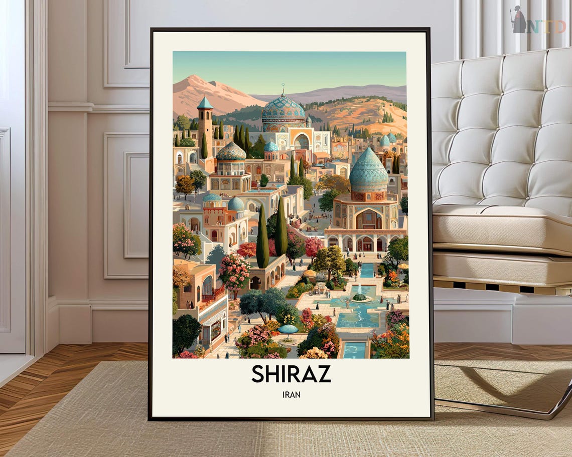 Shiraz Iran Turquoise Domed Mosque And Courtyard Garden Poster