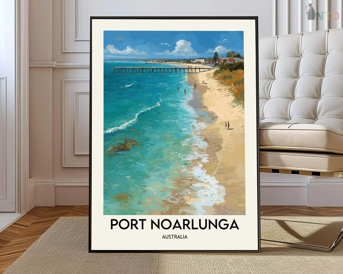 Port Noarlunga Shoreline Turquoise Waves Australia Travel Poster