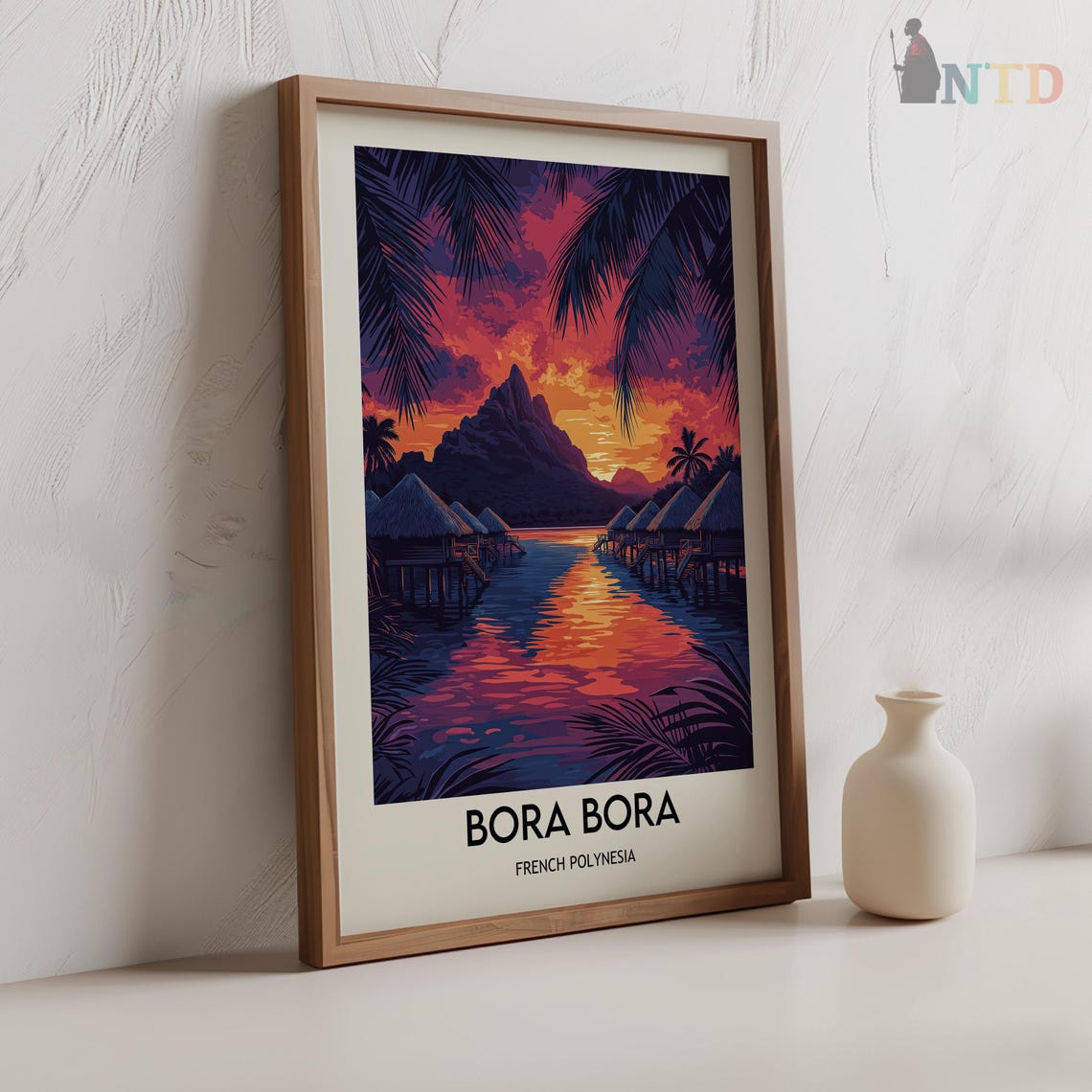 Bora Bora French Polynesia Overwater Bungalows Sunset Poster - Image 2