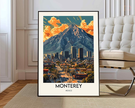 Monterrey Mexico Cerro de la Silla Mountain City Skyline Poster