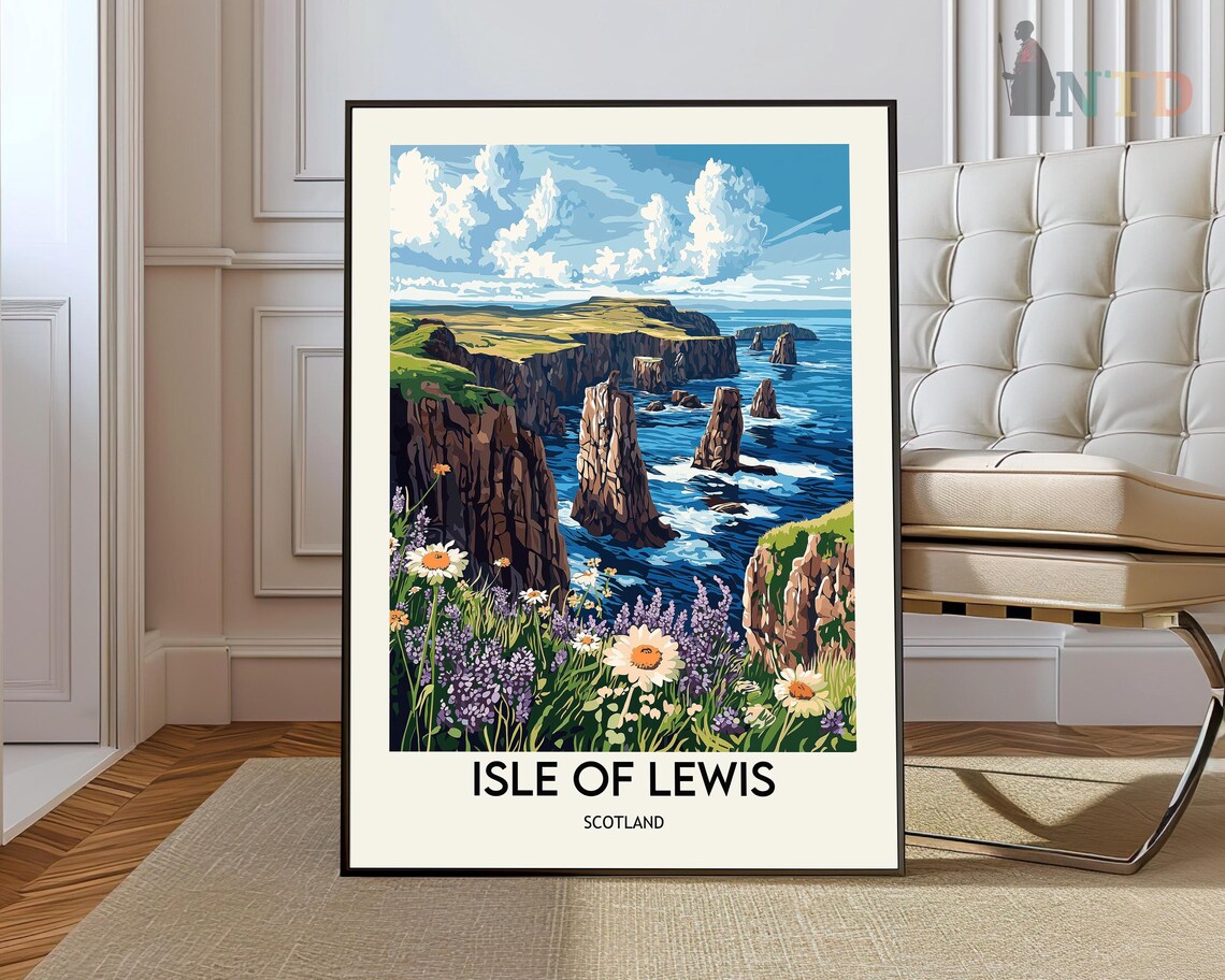 Isle of Lewis Scotland Dramatic Sea Cliffs Wildflower Coast Poster