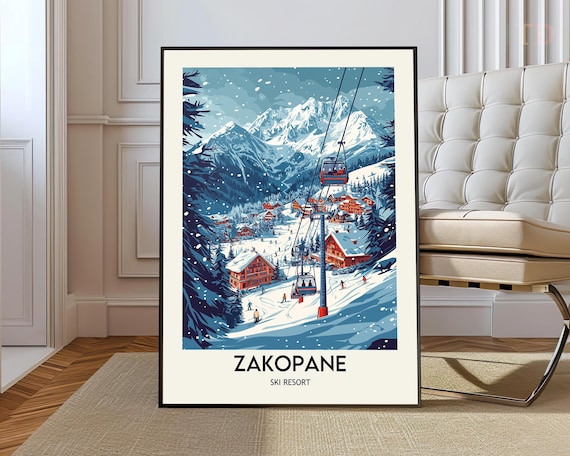 Zakopane Ski Resort Poster, Poland Travel Poster