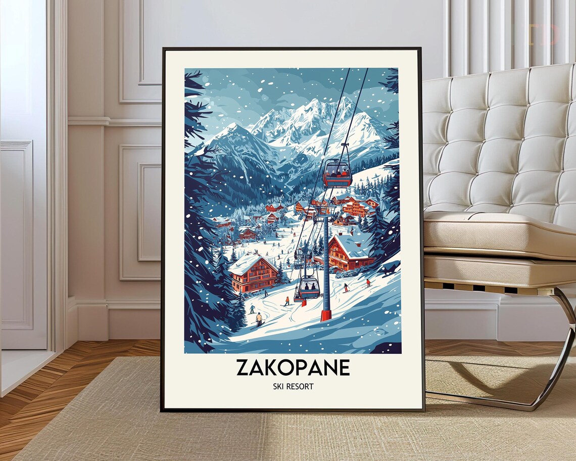 Zakopane Ski Resort Poster, Poland Travel Poster