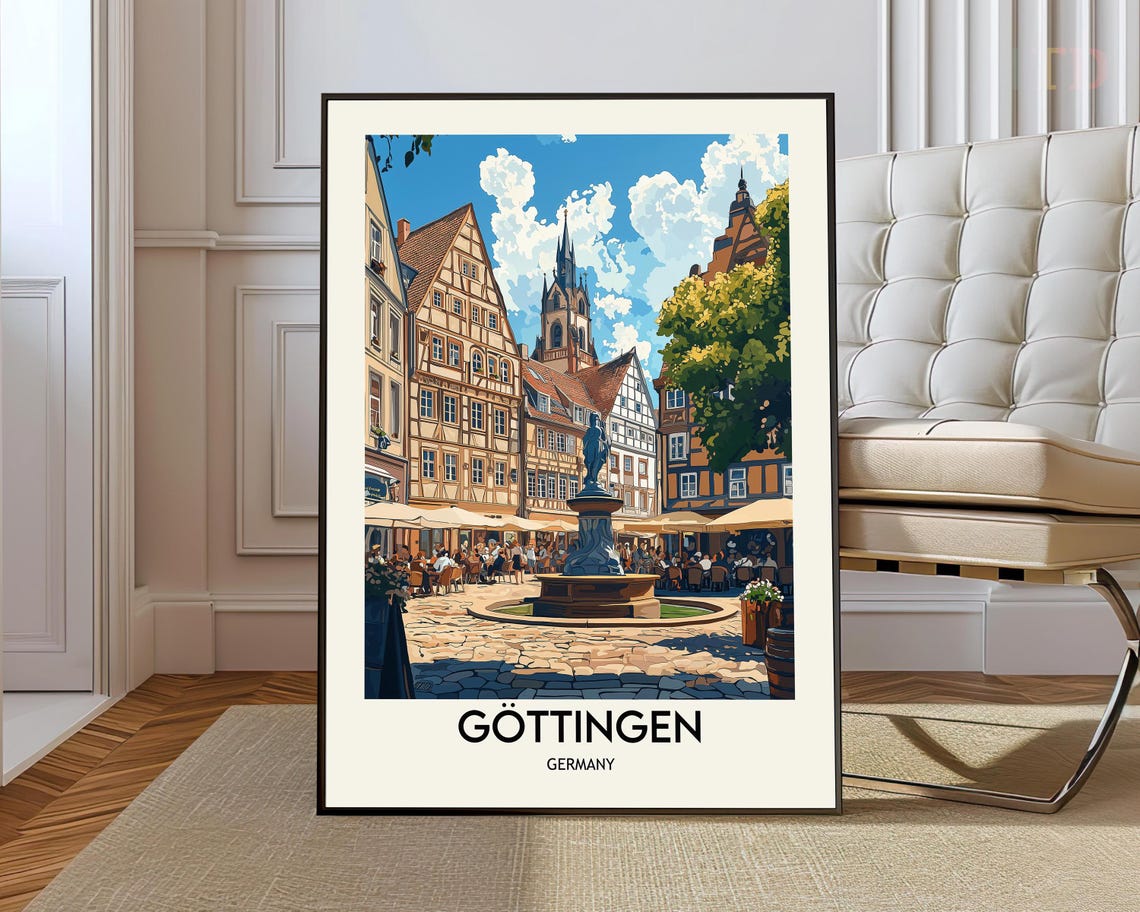 Göttingen Germany Historic Old Town Square Vintage Travel Poster