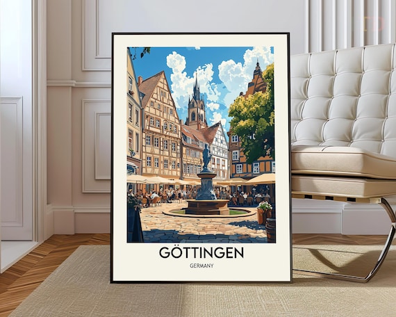 Göttingen Germany Historic Old Town Square Vintage Travel Poster