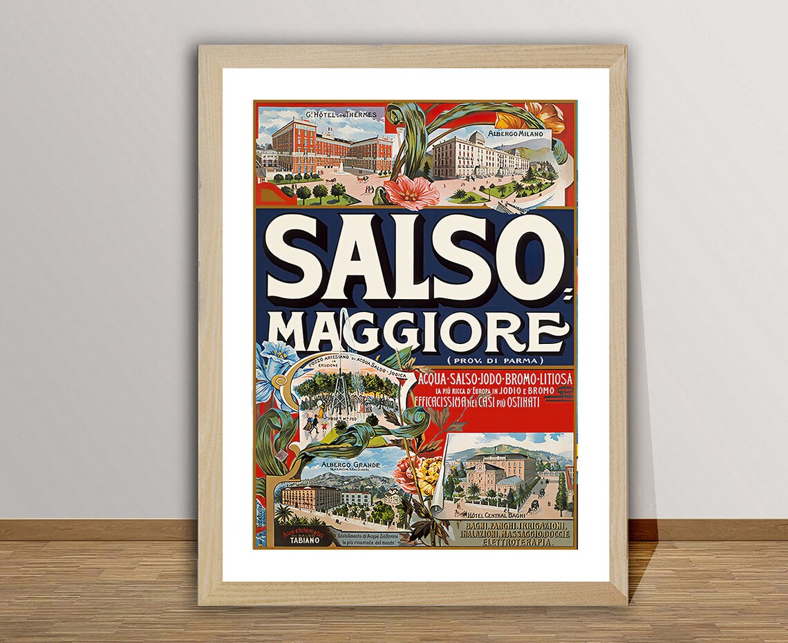 Salsomaggiore Parma Italy Spa Town Grand Hotels Vintage Travel Poster - Image 2