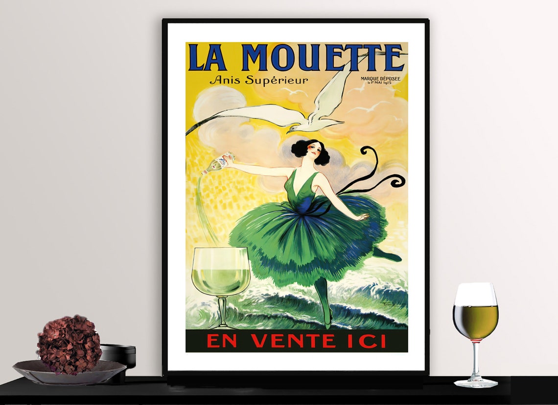 La Mouette Anis Superieur Classic French Art Deco Liqueur Poster