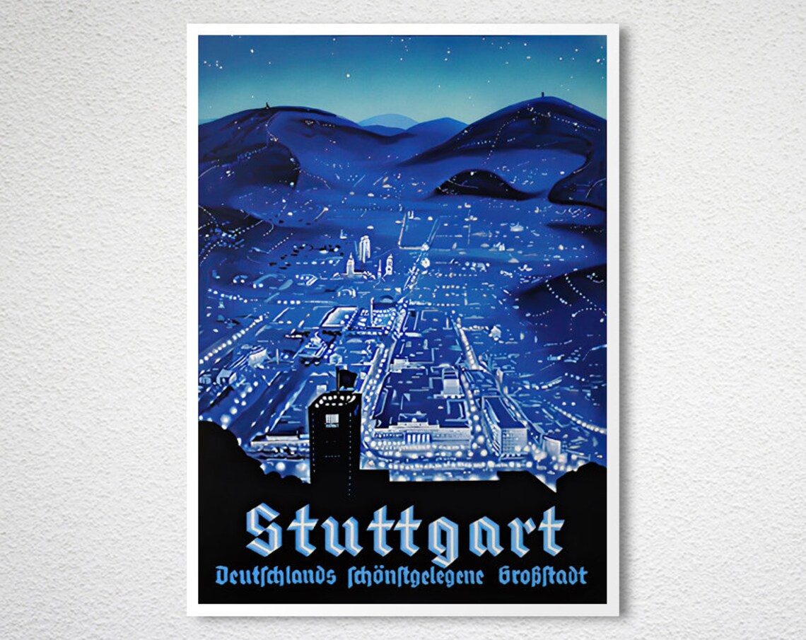 Stuttgart Germany Vintage Travel Poster, Travel Poster - Image 2