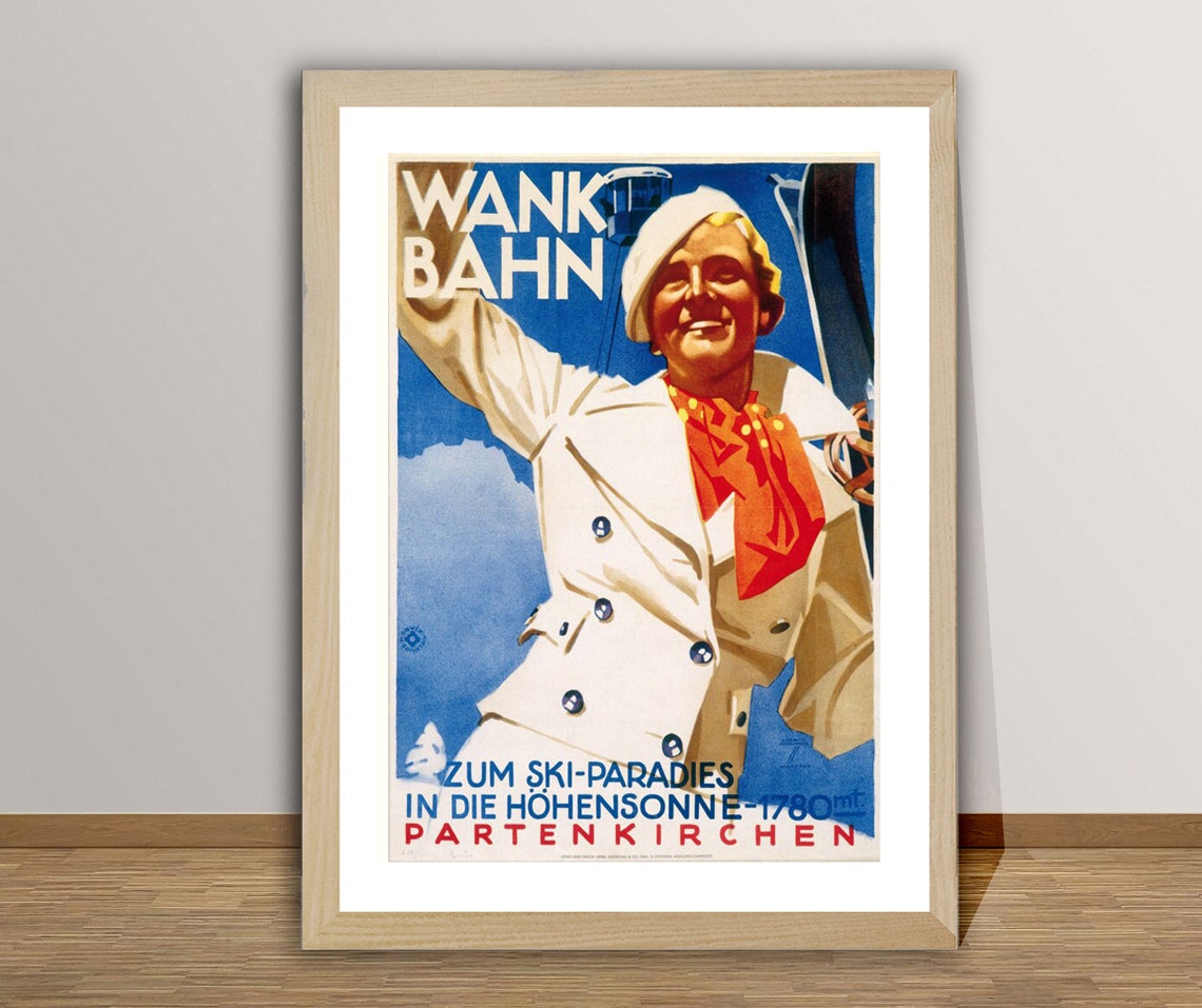 Wank Bahn Partenkirchen Ski Lift Paradise 1780m Vintage Sport Poster - Image 2