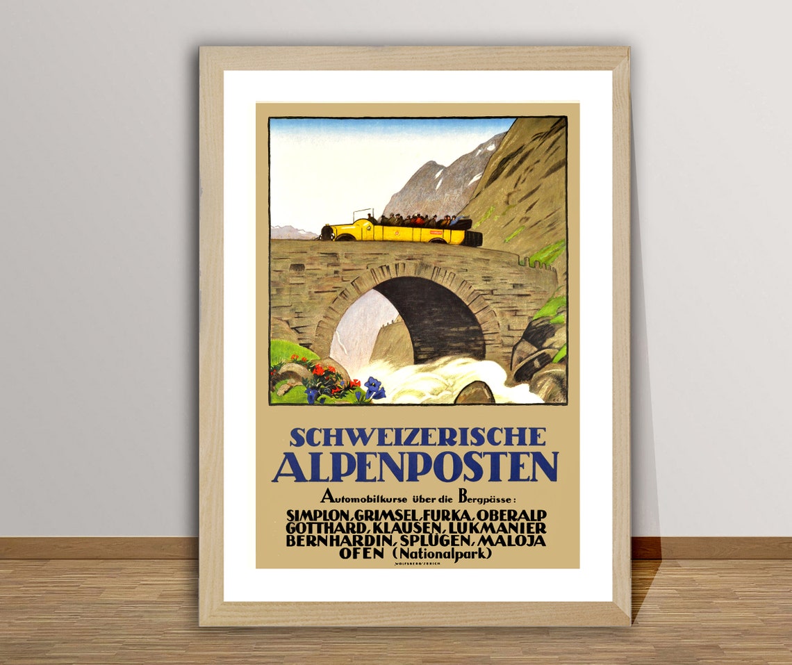 Schweizerische Alpenposten Swiss Alpine Postal Bus Travel Poster
