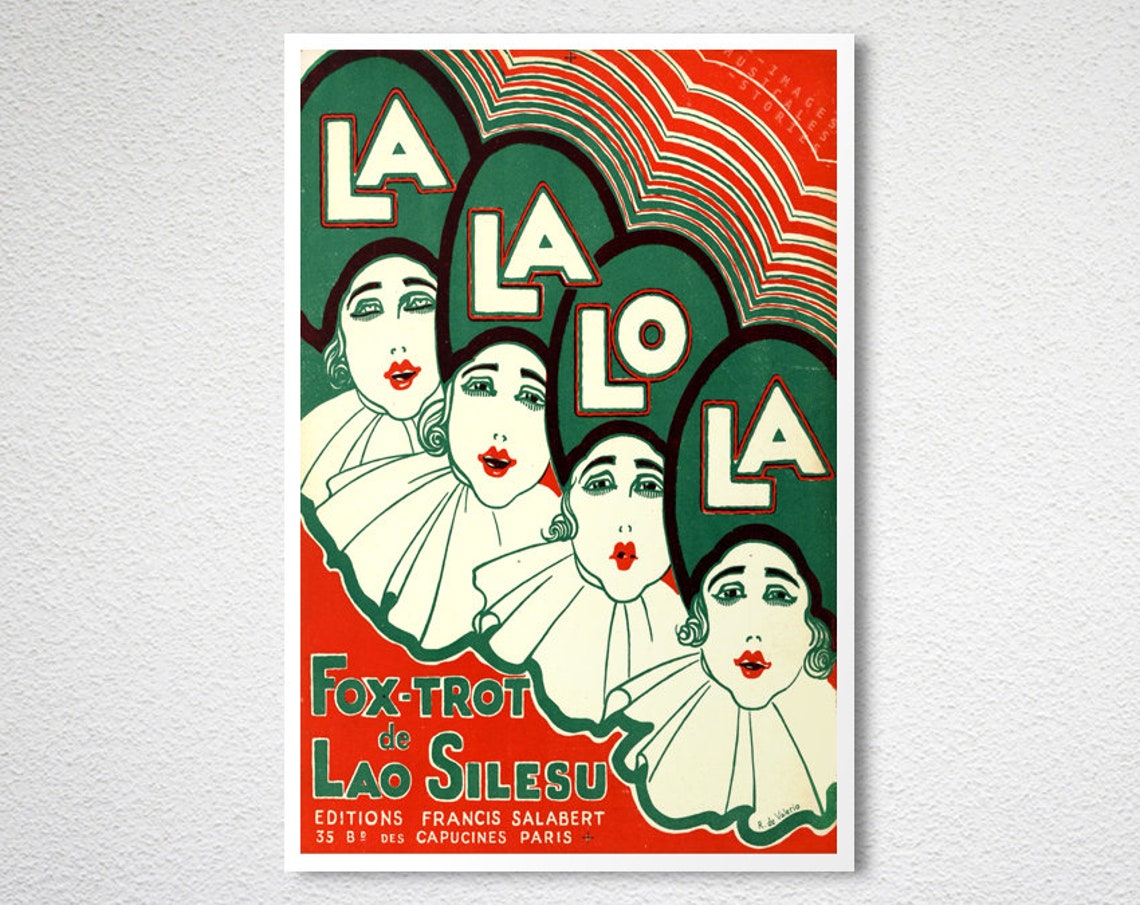 La La Fox Trot Lao Silesu Vintage Sheet Music Art Deco Poster - Image 2