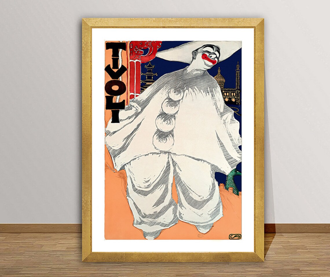 Tivoli Denmark Vintage Travel Poster, Travel Poster