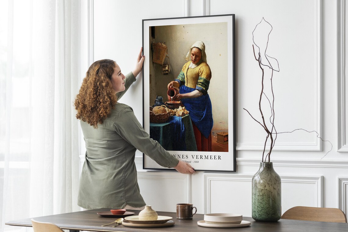 Johannes Vermeer The Milkmaid 1660 Classic Art Reproduction Poster - Image 2