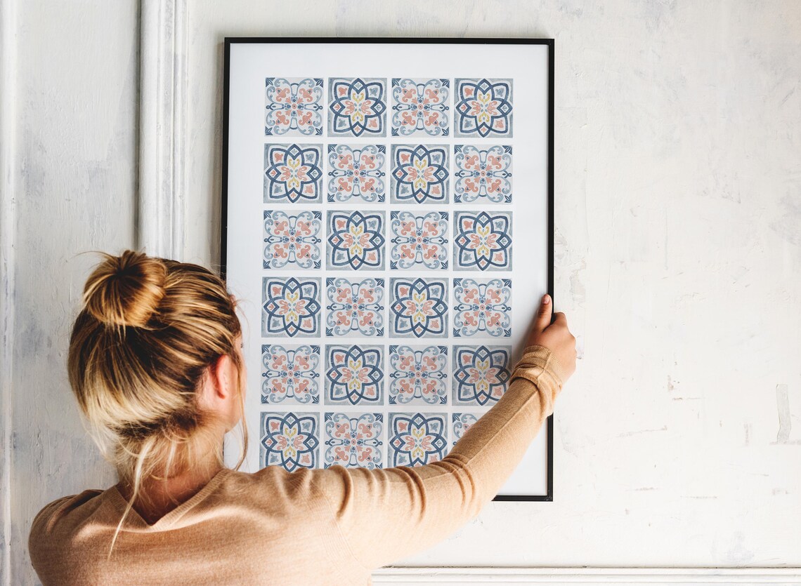 Faience Encaustic Tale Watercolor Mosaic Art Print - Image 7