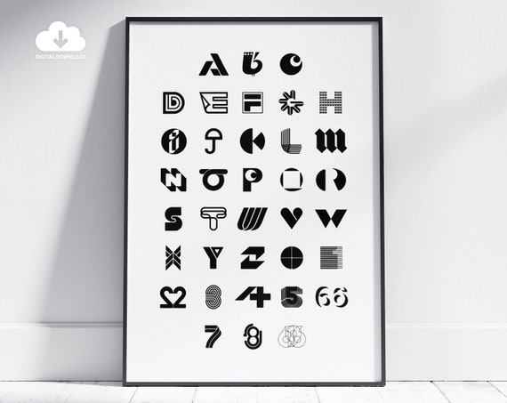 Typeface Poster Logo Book Alphabet Art Typography Wall Art Graphic Designer Gifts Gifts Poster Agency Wall Art Office Decor