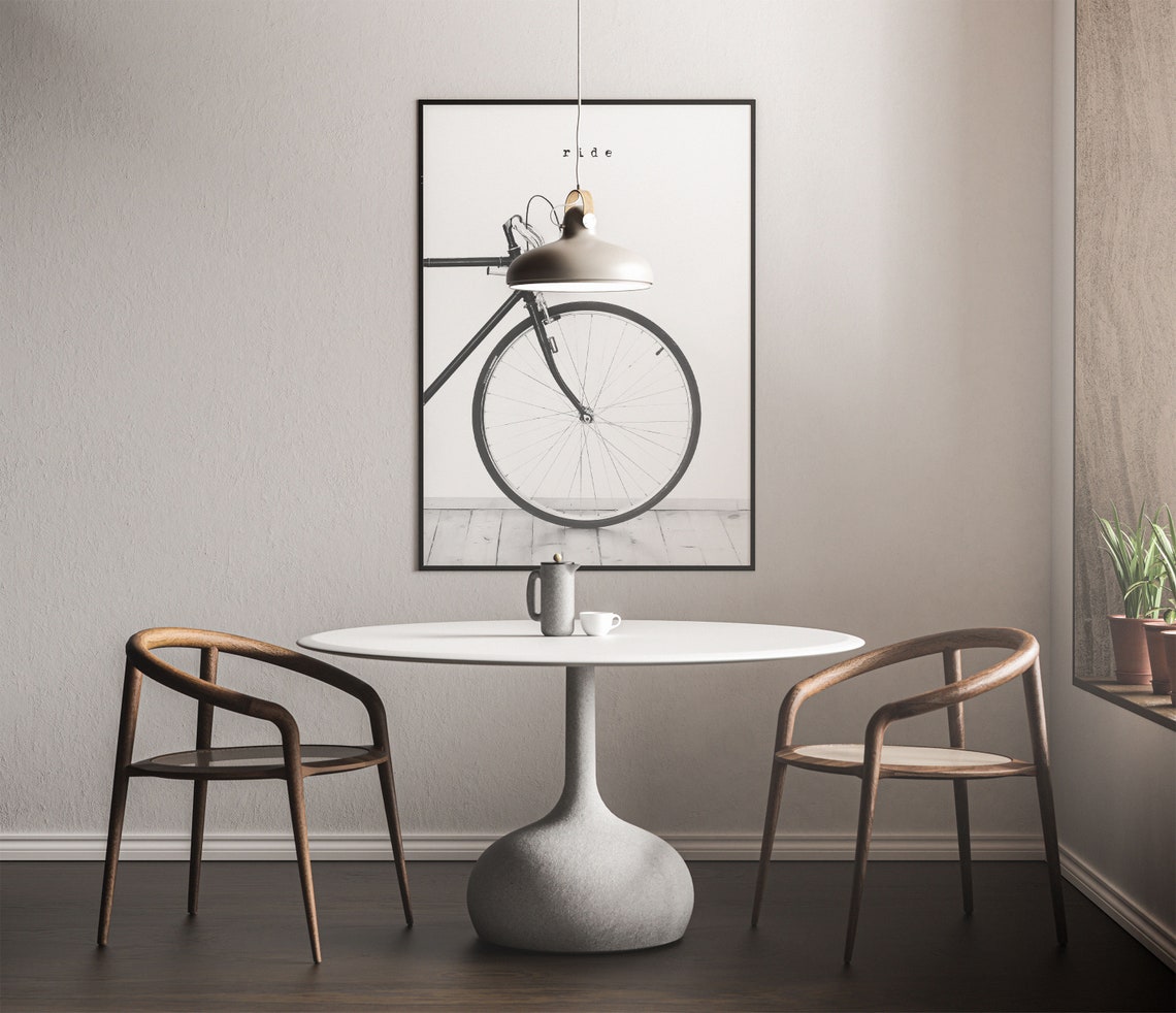 Ride Bicycle Black and White Minimalist Cycling Photo Poster - Image 5