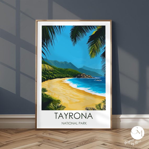 Tayrona National Park Caribbean Beach Colombia Travel Poster