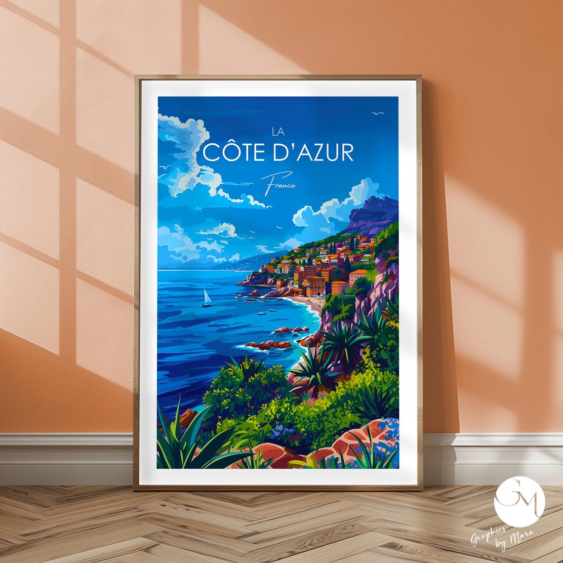 Côte d'Azur France Mediterranean Azure Coast Village Travel Poster