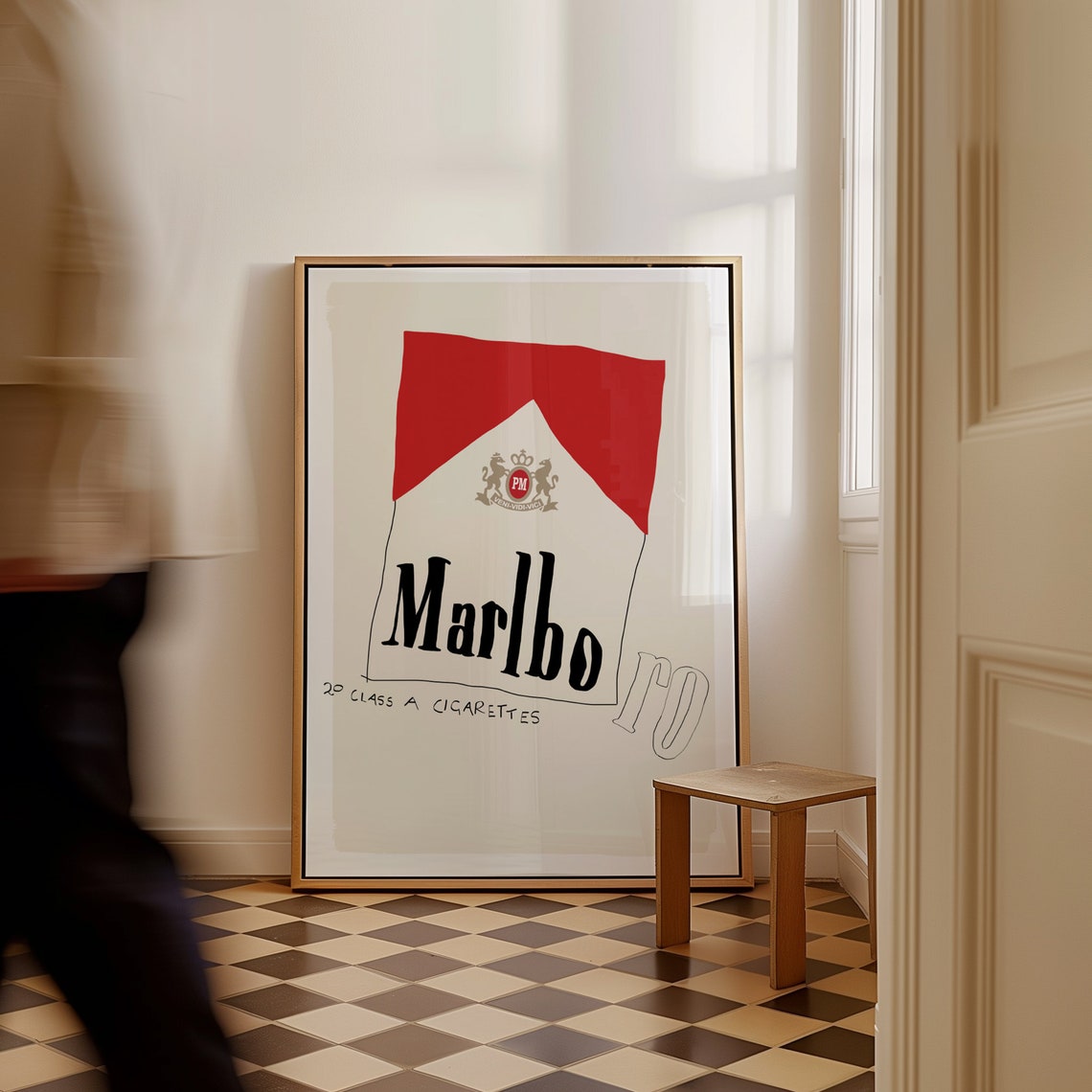 Hand Drawn Cigarette Pack Red Pop Art Retro Advertising Marlbo Poster - Image 5