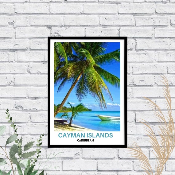Tropical Cayman Islands Rolled Poster Coastal Wall Art For Beach Lovers Home Dcor Vacation Memories Gift Travelers Caribbean