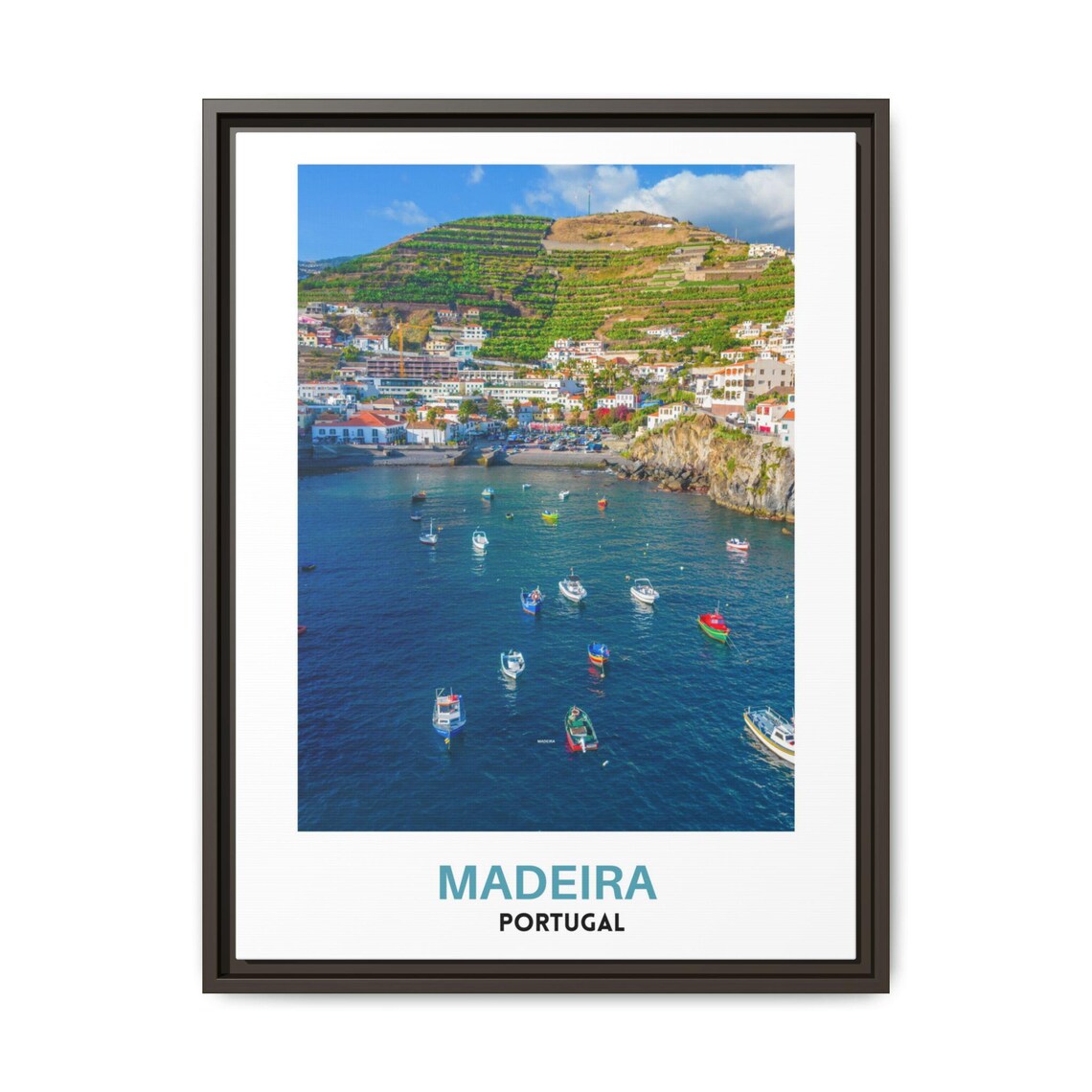 Madeira Island Harbor Bay Fishing Boats Portugal Coast Poster