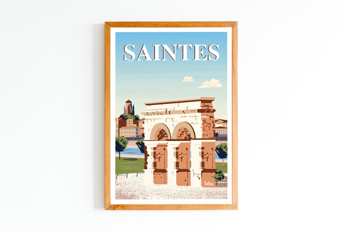 Saintes Arch of Germanicus Ancient Roman Ruins Vintage Travel Poster