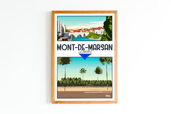 Montdemarsan Landes Minimalist Vintage Travel Poster