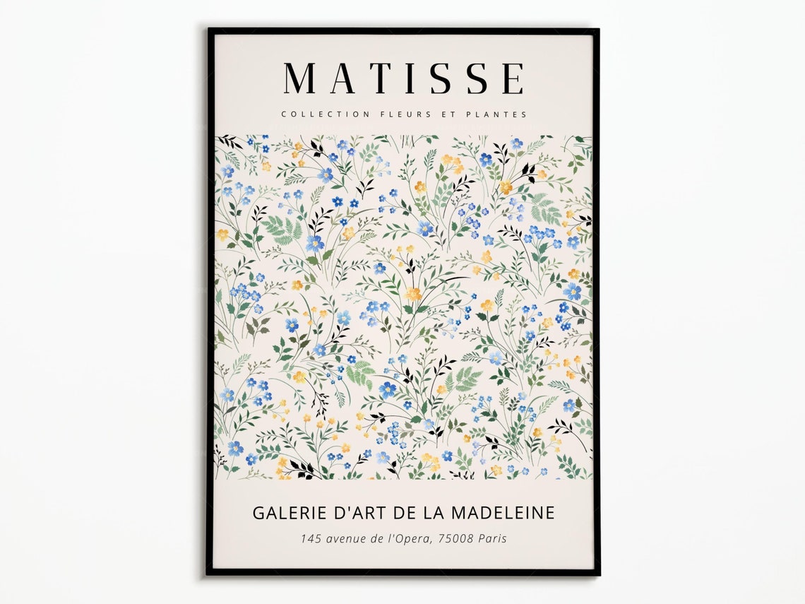 Matisse Fleurs et Plantes Blue Wildflower Meadow Pattern Poster