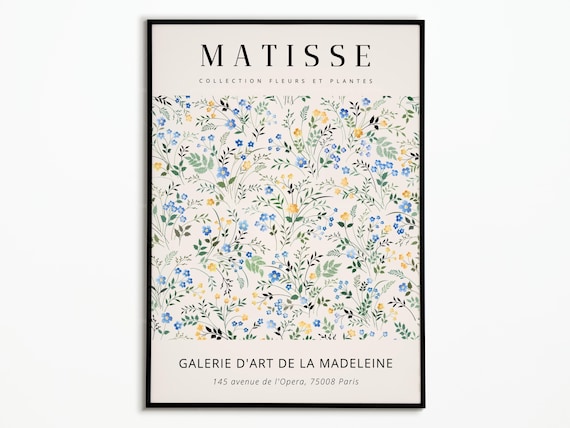 Matisse Fleurs et Plantes Blue Wildflower Meadow Pattern Poster