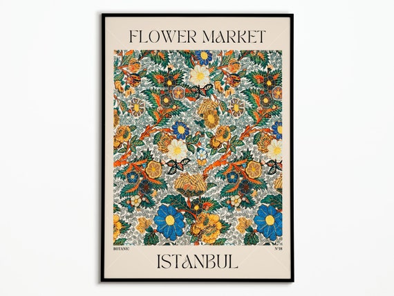 Flower Market Istanbul Art Print, Botanical Decor