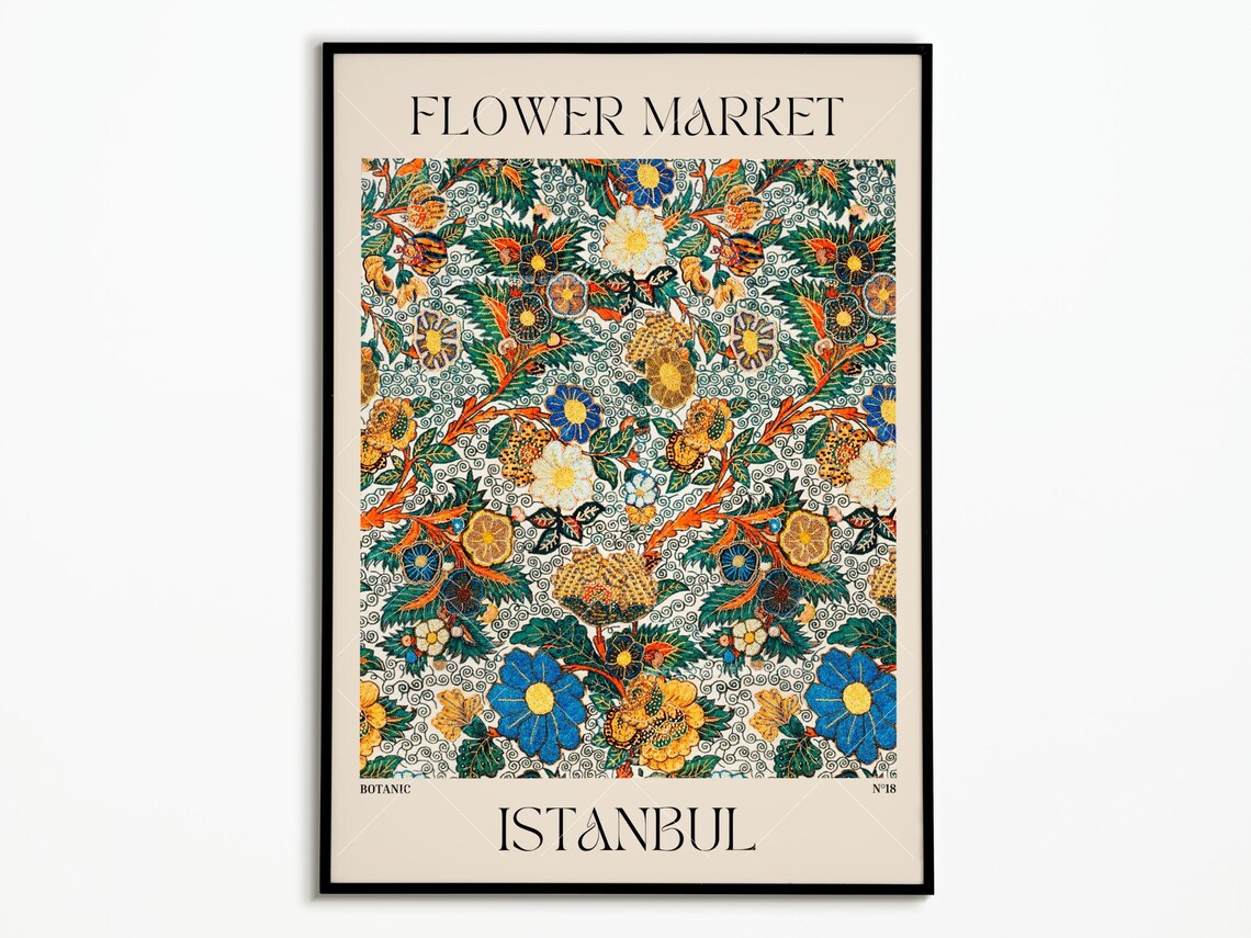 Flower Market Istanbul Art Print, Botanical Decor