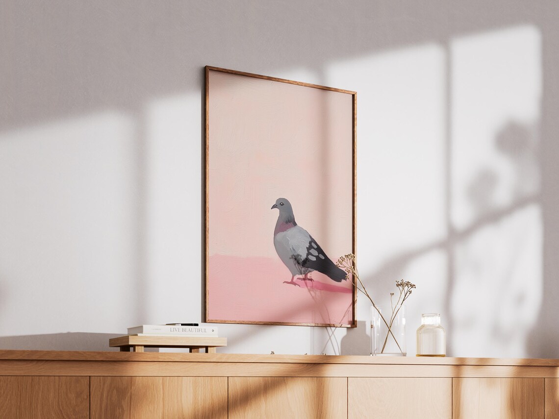 Pigeon Art Print, Minimal Modern Urban Bird Decor