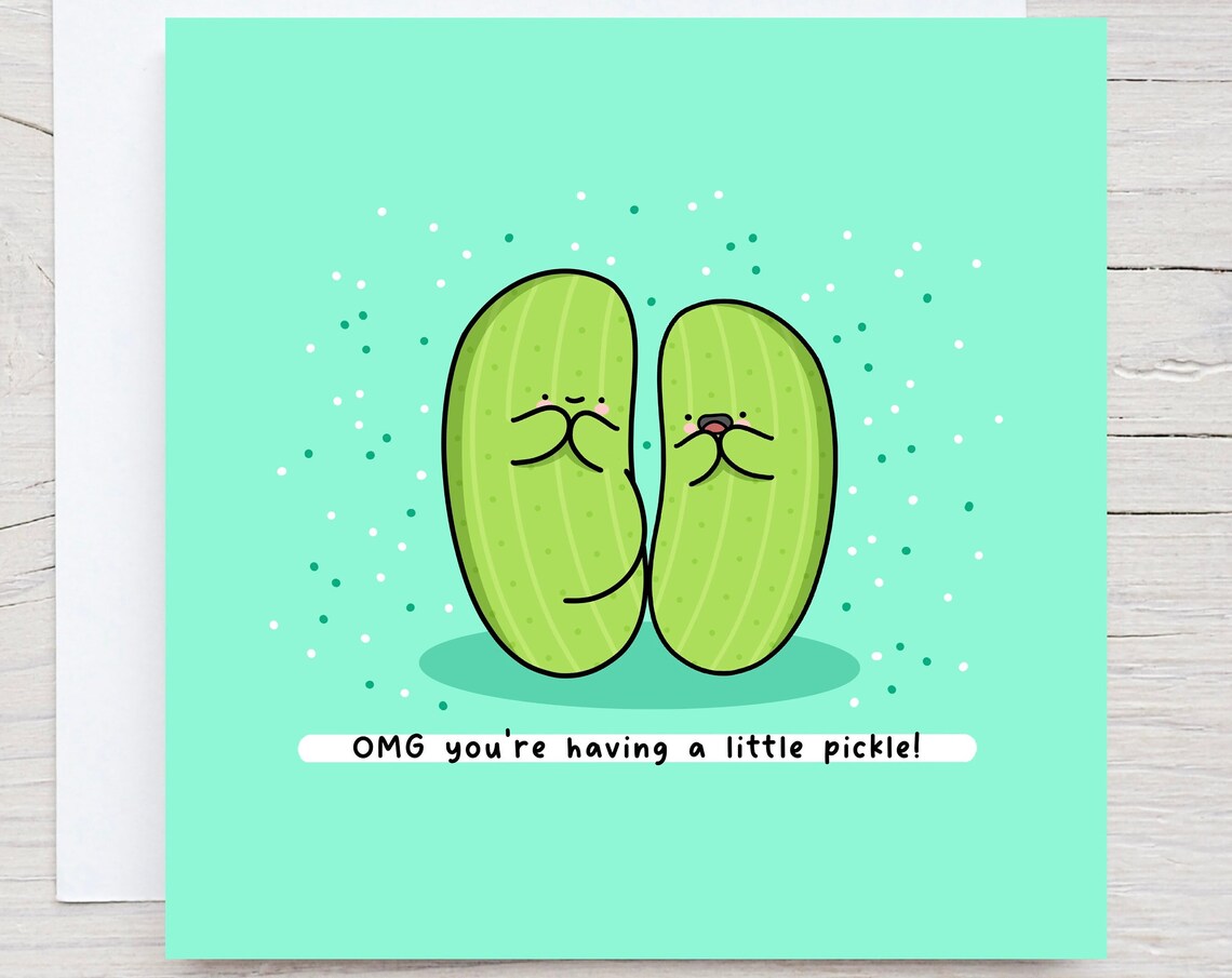 OMG Youre Having A Little Pickle Pregnancy Illustrated Card Print