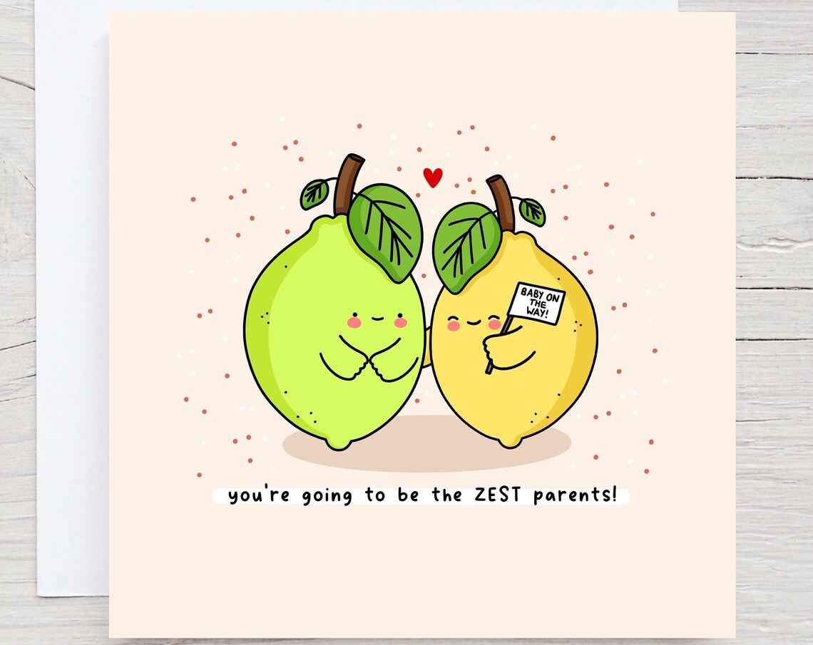 Youre Going To Be The ZEST Parents New Baby Illustrated Card Print