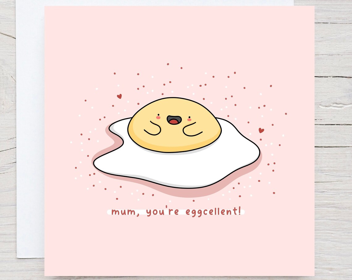 Kawaii Fried Egg Mothers Day Pun Poster with Youre Eggcellent