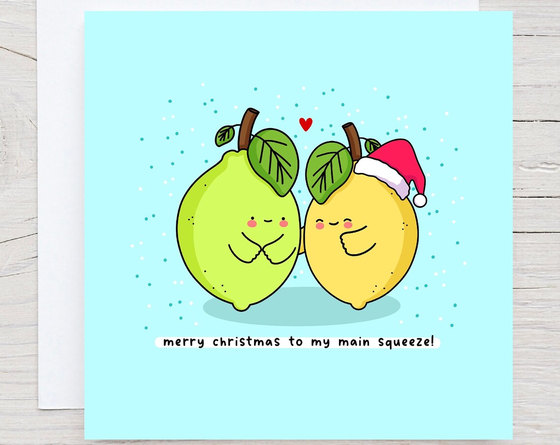 Merry Christmas To My Main Squeeze Citrus Illustrated Card Print