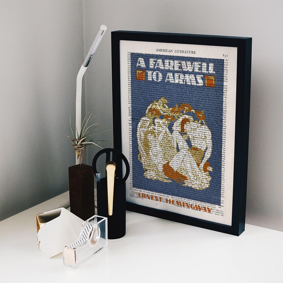 Hemingway A Farewell To Arms Lion Book Page Vintage Literary Art Print - Image 4