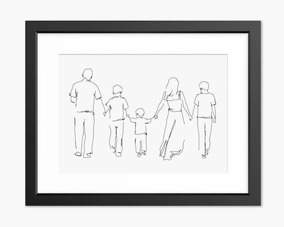 Family Art Family Illustration Family Drawing Family Portrait Family Gift Mothers Day Print Fathers Day Print Line Art Line Drawing
