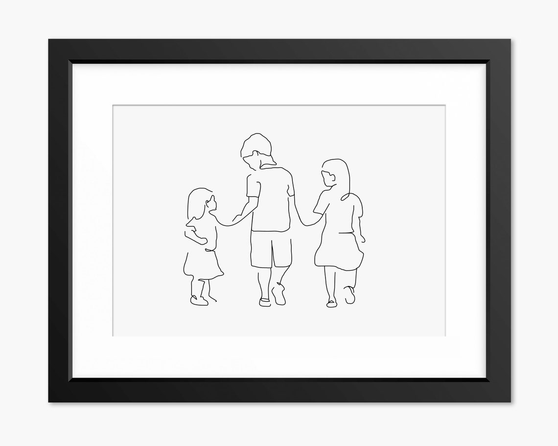 Family Print Family Drawing Family Line Art Children Print Children Wall Art Sibling Print Mothers Day Gift Nursery Print Big Bother