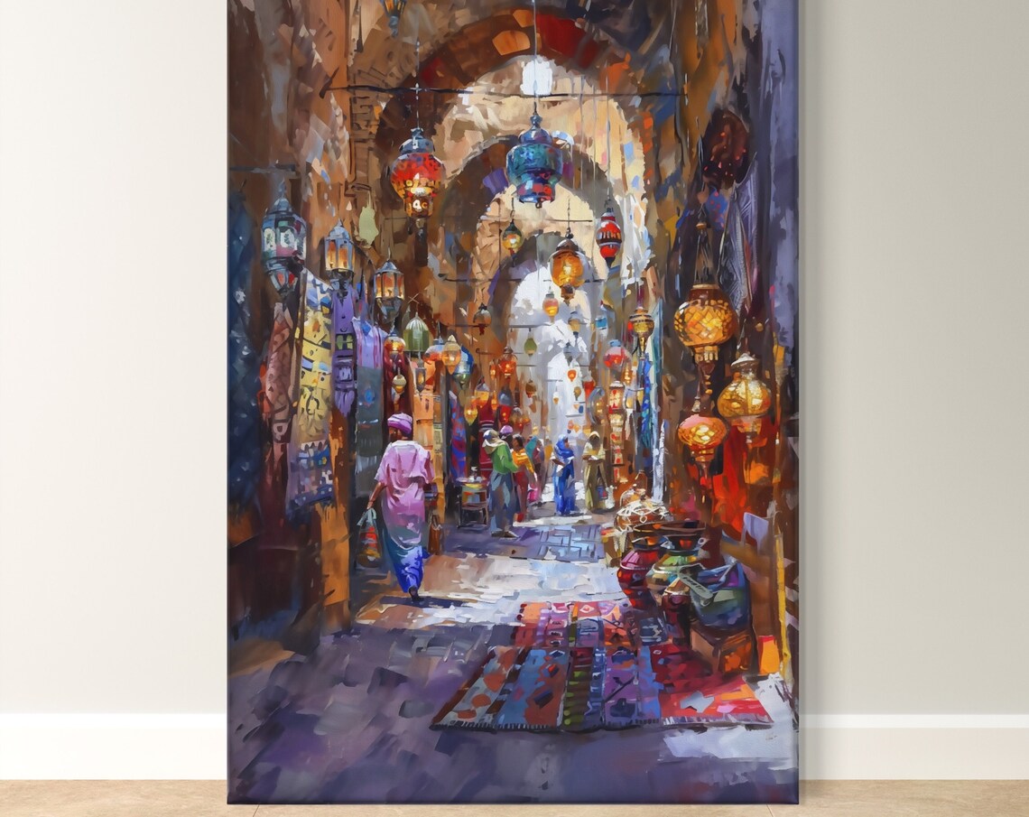 Istanbul Grand Bazaar Turkish Lanterns Market Alley Art Poster