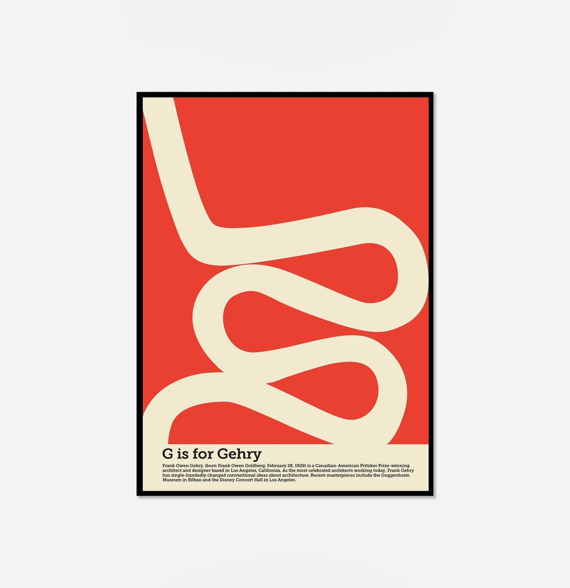 Frank Gehry Big G Architecture Tribute Red Bold Modern Poster - Image 2