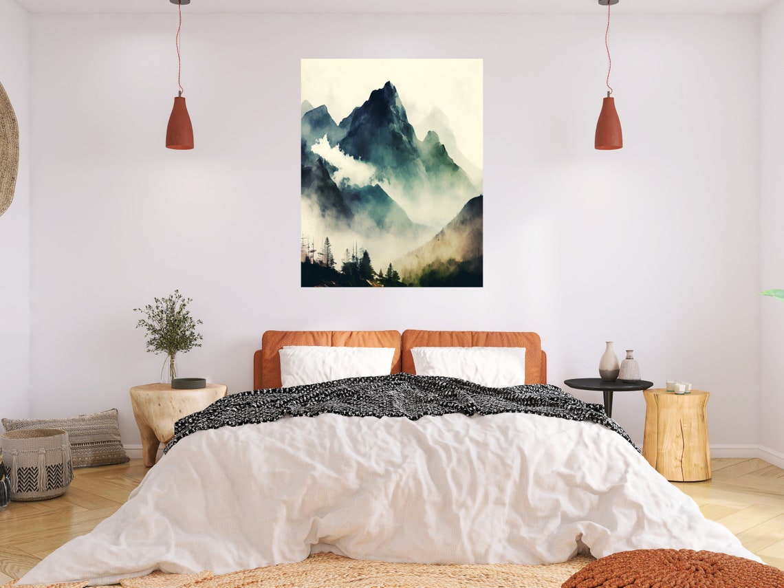 Smoky Moutain Wall Art Abstract Mountains Mountain Mountain Wall Art Mountain Landscape Mountain Watercolor - Image 3