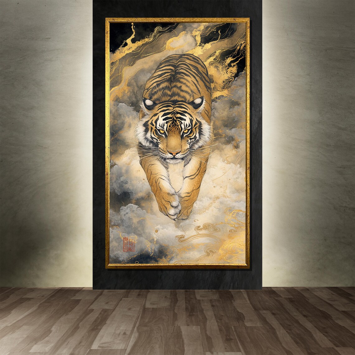Majestic Tiger Painting, Asian Style Jungle Decor - Image 3