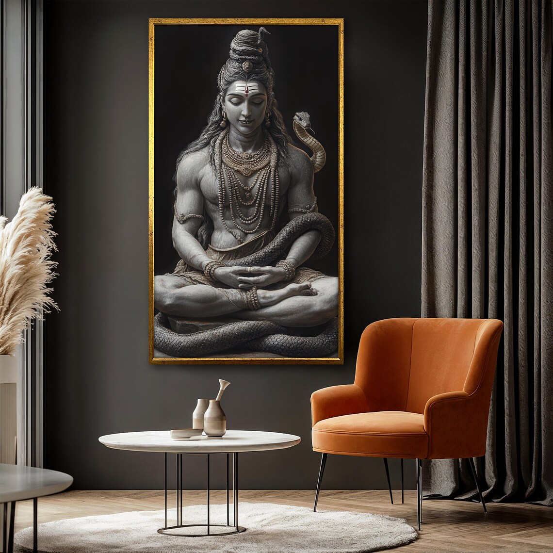 Lord Shiva Painting, Serpent Meditation Portrait - Image 3