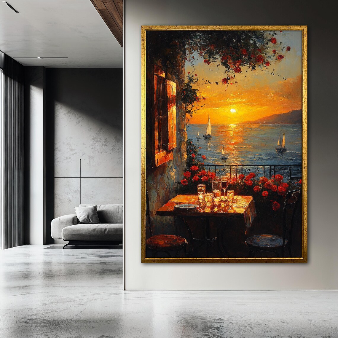 Romantic Sunset Ocean View, Mediterranean Landscape - Image 3