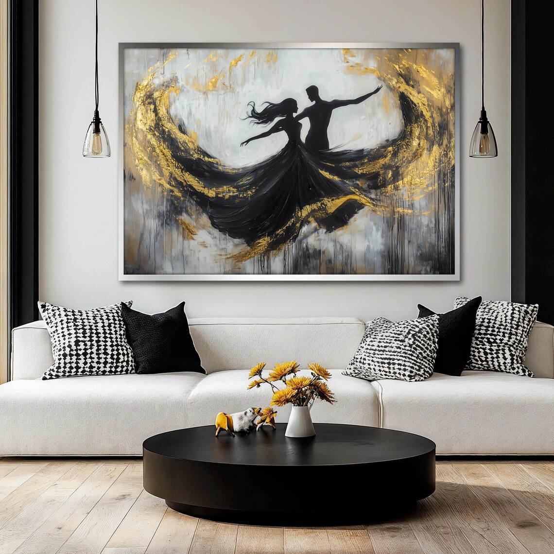 Romantic Dancing Couple, Elegant Modern Abstract - Image 2