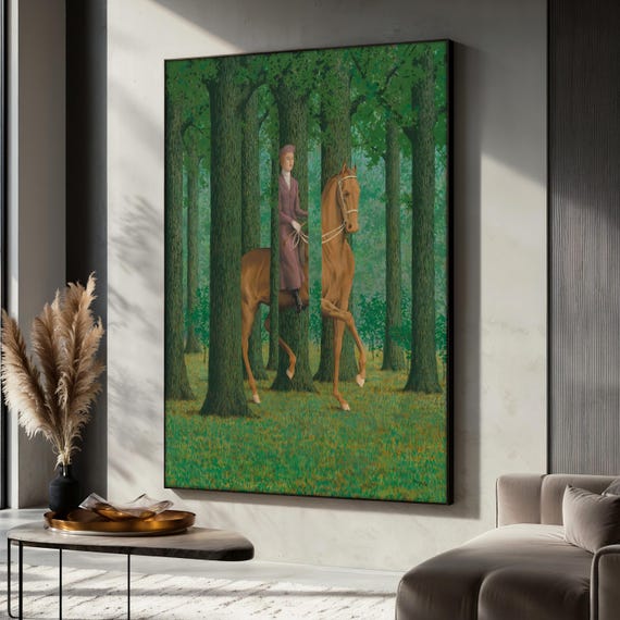 Le Blanc Seing Painting Ren Magritte Surreal Horse In Forest Art Green Dreamlike Wall Decor Unique Gift For Art Collectors